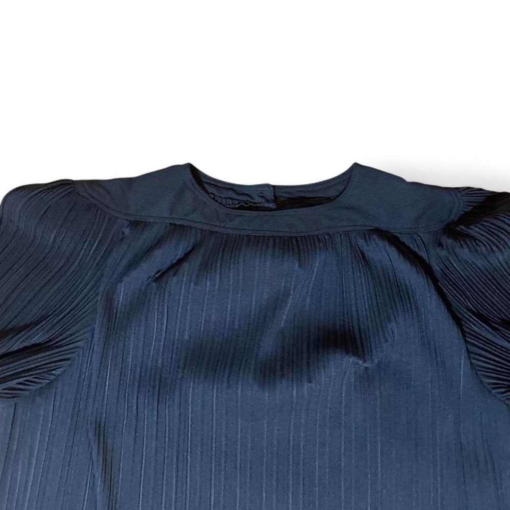 Vintage Black Pleated Tiered Dress Women's Large Party Minimalist Whimsygoth - Picture 4 of 7